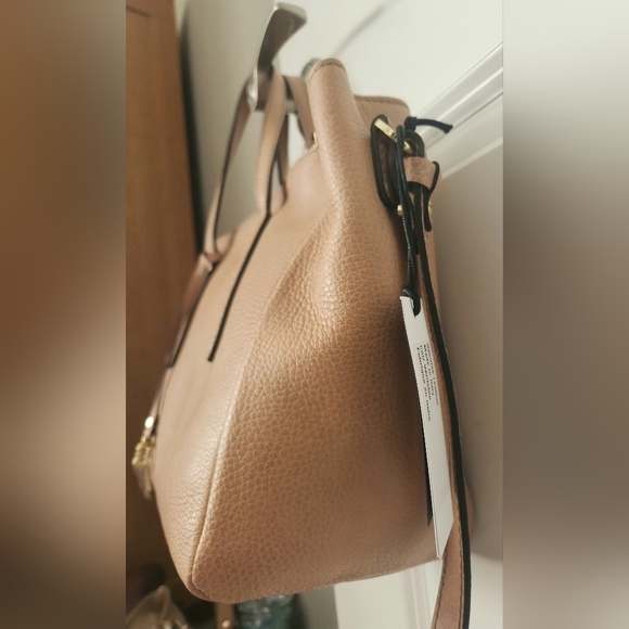 Gianni Chiarini Italian Leather Satchel Bag in Cream-Taupe; Brand-New with Tags - Picture 2 of 16